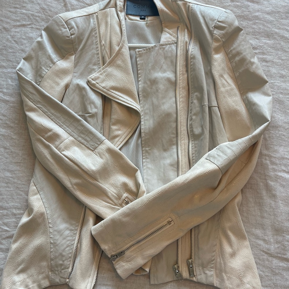 Light pink/beige leather and suede jacket